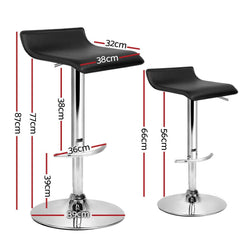 set of 4 Bar Stools SENA Kitchen Swivel Bar Stool PU Leather Chairs Gas Lift Black - BSR