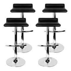 set of 4 Bar Stools SENA Kitchen Swivel Bar Stool PU Leather Chairs Gas Lift Black - BSR