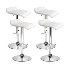 set of 4 Bar Stools SENA Kitchen Swivel Bar Stool PU Leather Chairs Gas Lift White - BSR
