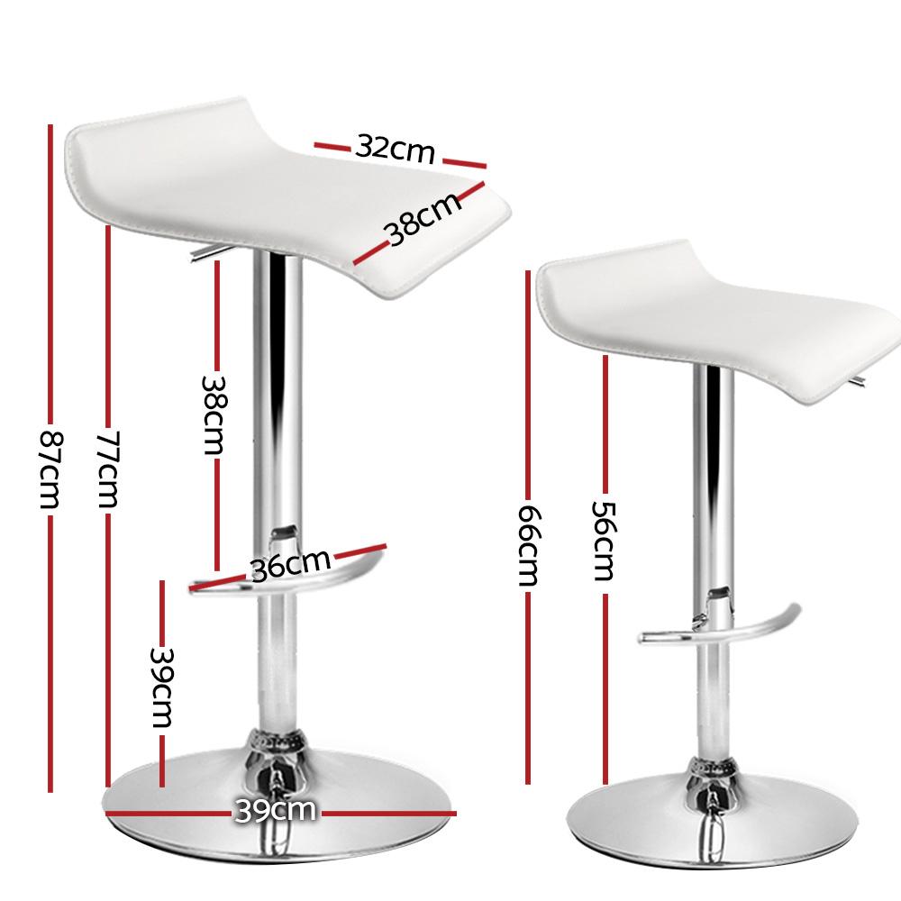 set of 4 Bar Stools SENA Kitchen Swivel Bar Stool PU Leather Chairs Gas Lift White - BSR