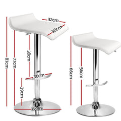 set of 4 Bar Stools SENA Kitchen Swivel Bar Stool PU Leather Chairs Gas Lift White - BSR