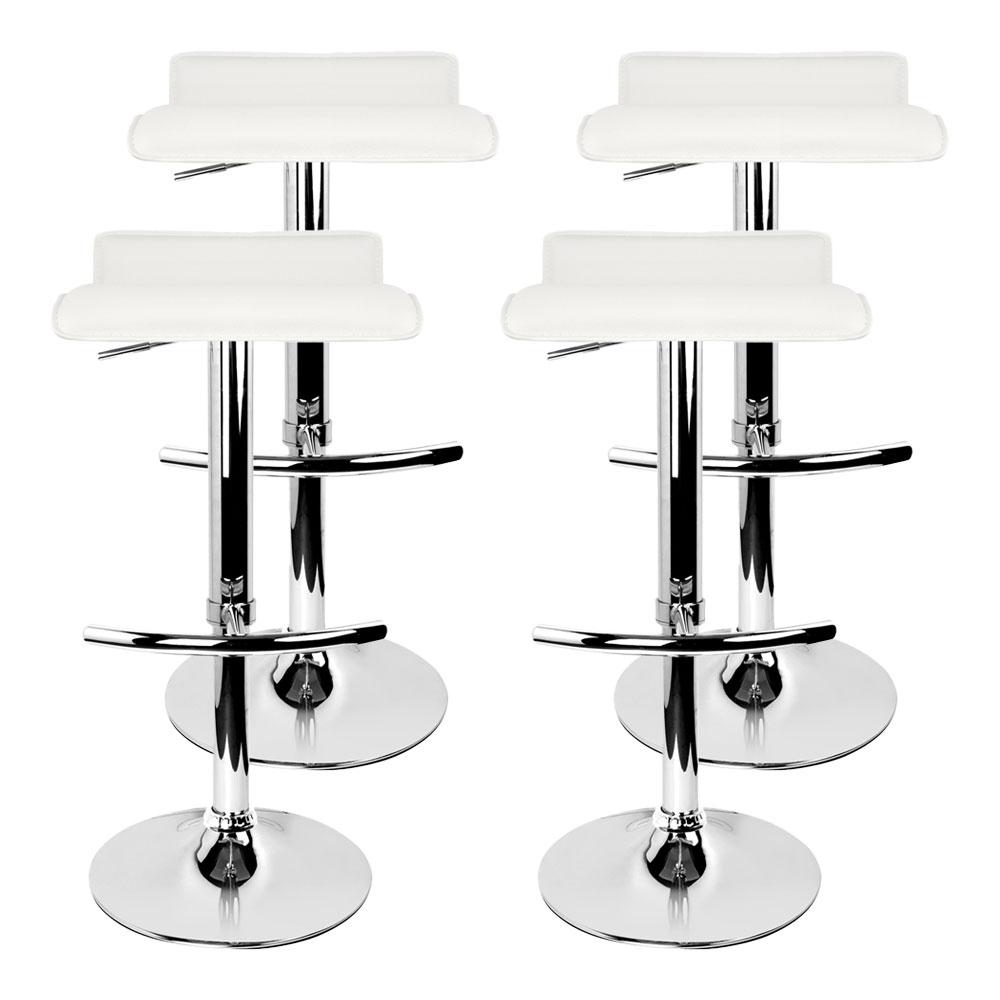 set of 4 Bar Stools SENA Kitchen Swivel Bar Stool PU Leather Chairs Gas Lift White - BSR