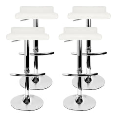set of 4 Bar Stools SENA Kitchen Swivel Bar Stool PU Leather Chairs Gas Lift White - BSR