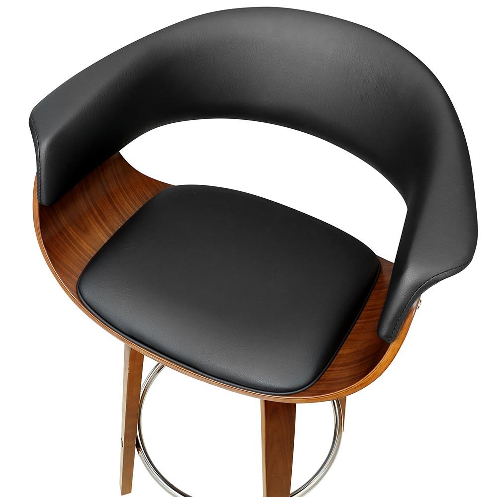 Set of 4 Bar Stools Wooden Bar Stool Swivel Kitchen Dining Chairs PU Leather Black - BSR