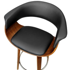 Set of 4 Bar Stools Wooden Bar Stool Swivel Kitchen Dining Chairs PU Leather Black - BSR