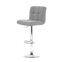 Set of 4 Fabric Bar Stools NOEL Kitchen Chairs Swivel Bar Stool Gas Lift Grey - BSR