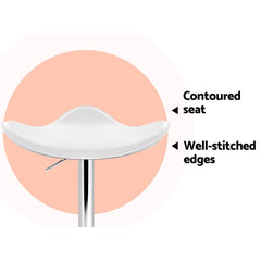 Set of 4 Kitchen Bar Stools Swivel Bar Stool PU Leather Gas Lift Chair White - BSR