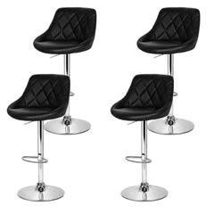 Set of 4 Kitchen Bar Stools Swivel Bar Stool PU Leather Gas Lift Chairs Black - BSR