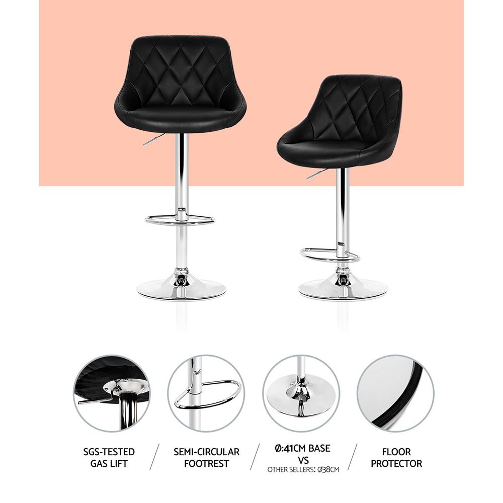 Set of 4 Kitchen Bar Stools Swivel Bar Stool PU Leather Gas Lift Chairs Black - BSR