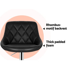 Set of 4 Kitchen Bar Stools Swivel Bar Stool PU Leather Gas Lift Chairs Black - BSR