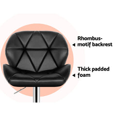 Set of 4 Kitchen Bar Stools Swivel Bar Stool PU Leather Gas Lift Chairs Black - BSR