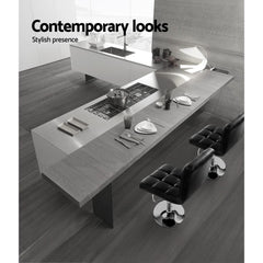 set of 4 Leather Bar Stools NOEL Kitchen Chairs Swivel Bar Stool Gas Lift Black - BSR