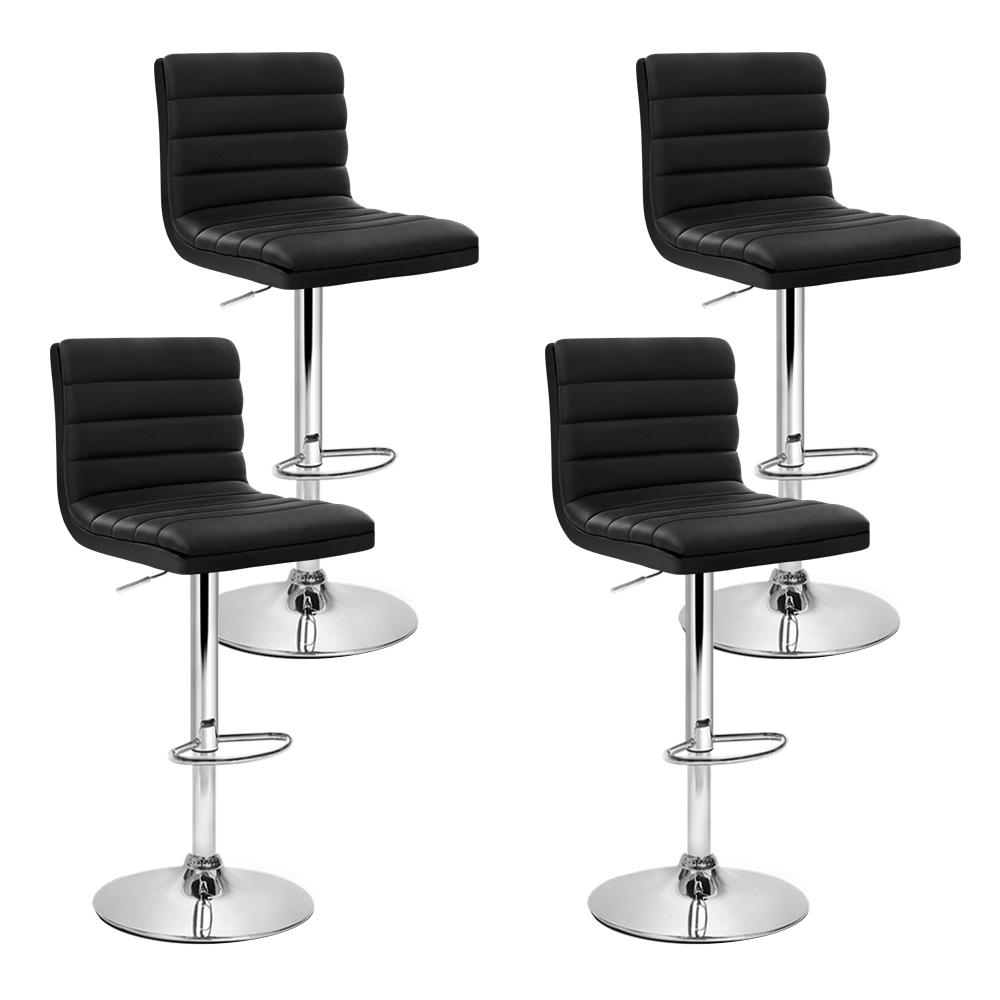 Set of 4 PU Leather Bar Stools ARNE Swivel Bar Stool Kitchen Chairs Black Gas Lift - BSR