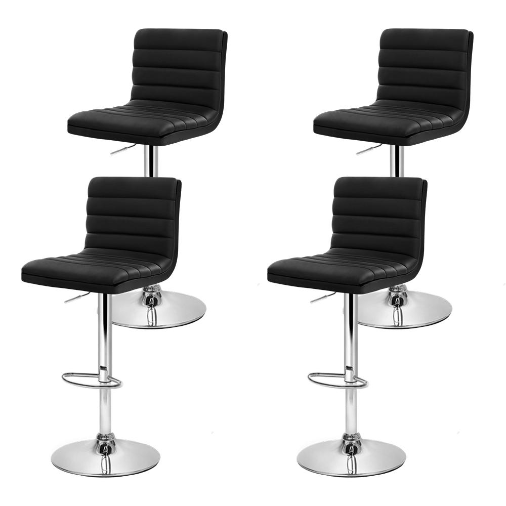Set of 4 PU Leather Bar Stools ARNE Swivel Bar Stool Kitchen Chairs Black Gas Lift - BSR