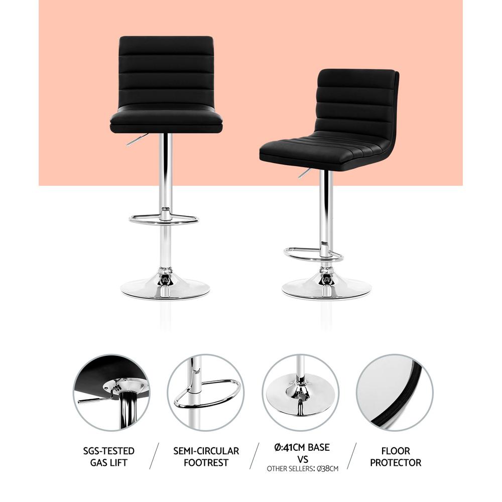 Set of 4 PU Leather Bar Stools ARNE Swivel Bar Stool Kitchen Chairs Black Gas Lift - BSR