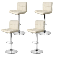 Set of 4 PU Leather Bar Stools NOEL Kitchen Chairs Swivel Bar Stool Gas Lift Beige - BSR