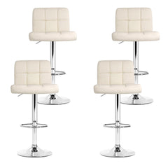 Set of 4 PU Leather Bar Stools NOEL Kitchen Chairs Swivel Bar Stool Gas Lift Beige - BSR