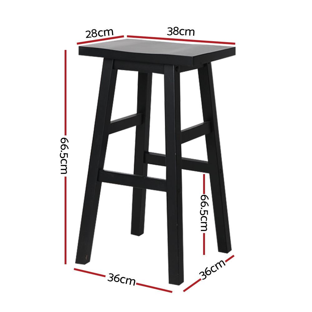 set of 4 Wooden Bar Stools Kitchen Bar Stool Chairs Barstools Black - BSR