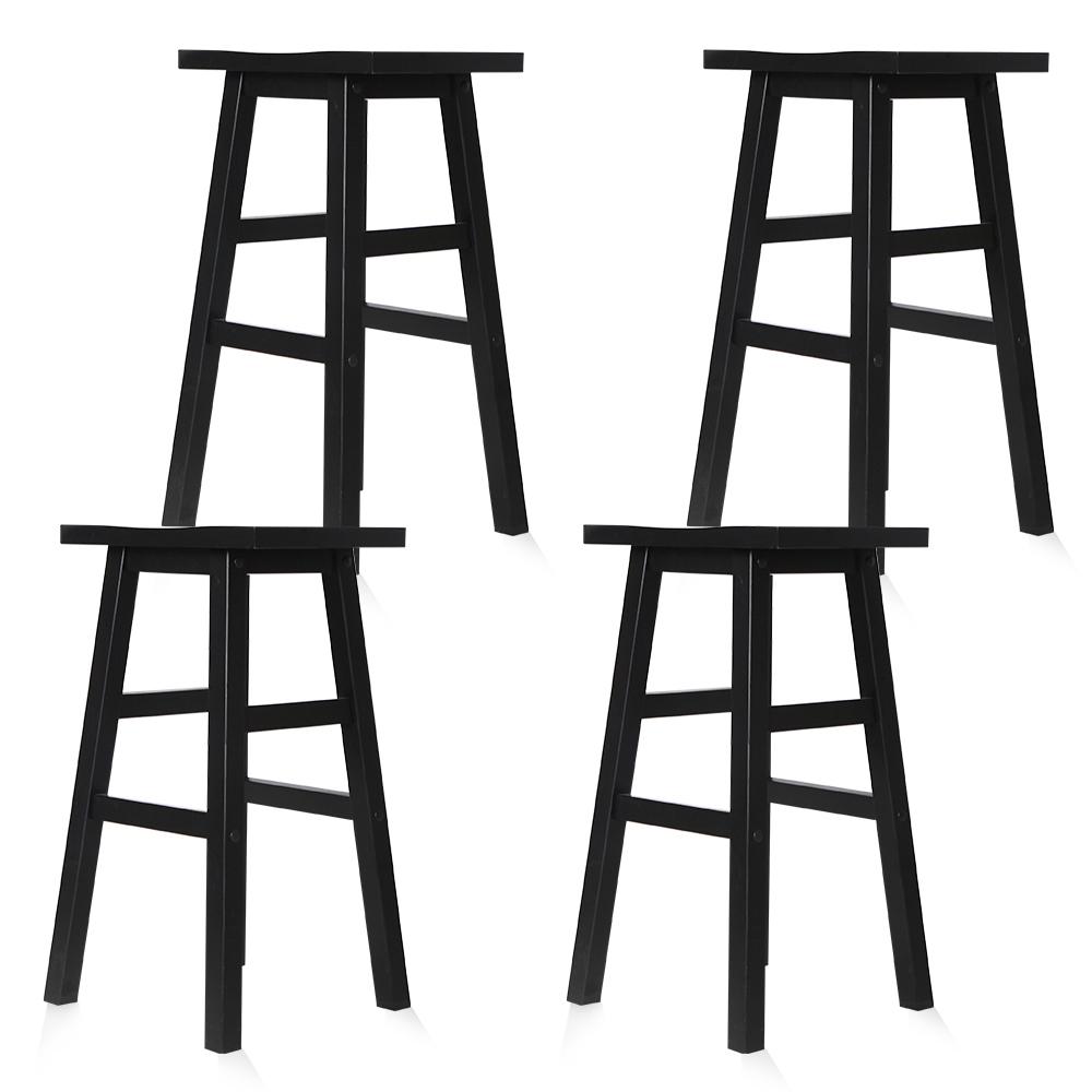 set of 4 Wooden Bar Stools Kitchen Bar Stool Chairs Barstools Black - BSR