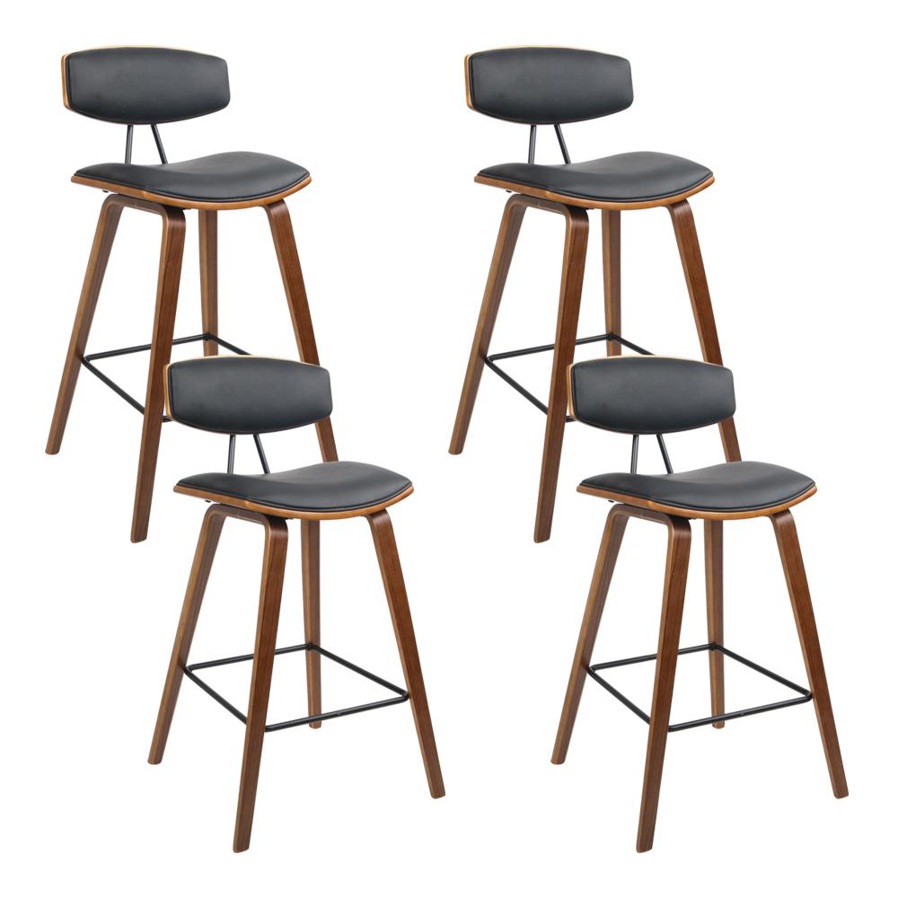 set of 4 Wooden Bar Stools Kitchen Bar Stool Dining Chair Cafe Wood Black - BSR
