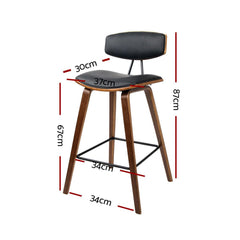 set of 4 Wooden Bar Stools Kitchen Bar Stool Dining Chair Cafe Wood Black - BSR