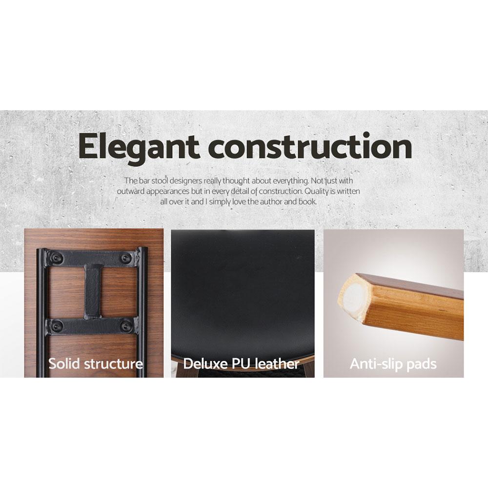 set of 4 Wooden Bar Stools Kitchen Bar Stool Dining Chair Cafe Wood Black - BSR