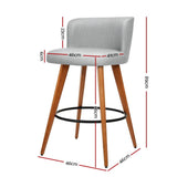 set of 4 Wooden Bar Stools Modern Bar Stool Kitchen Dining Chairs Cafe Grey - BSR