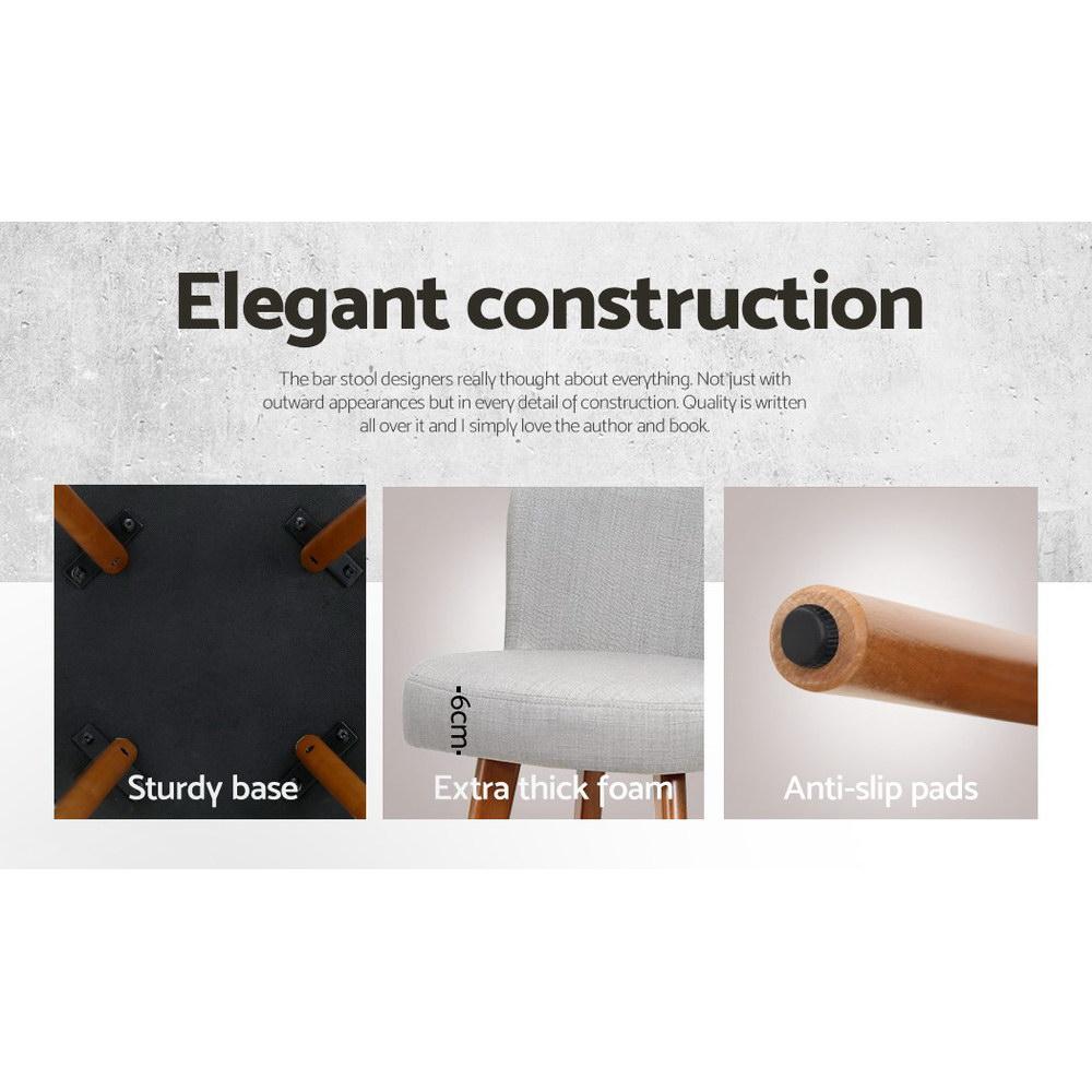 set of 4 Wooden Bar Stools Modern Bar Stool Kitchen Dining Chairs Cafe Grey - BSR