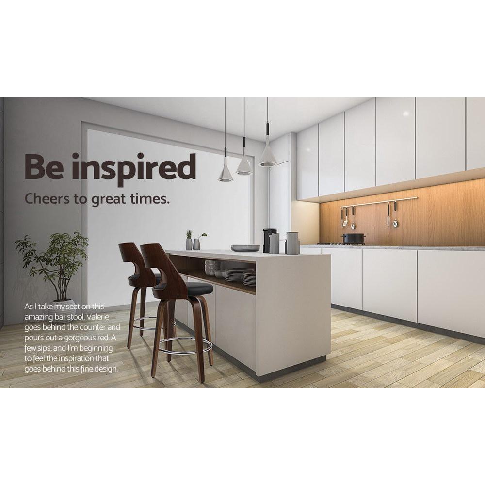 Set of 4 Wooden Bar Stools Swivel Bar Stool Kitchen Dining Chair Cafe Black 76cm - BSR