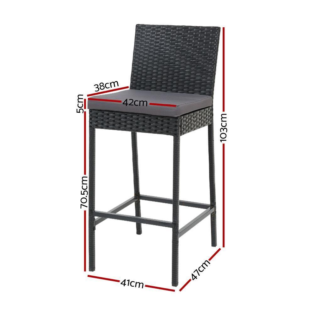 Gardeon Set of 4 Outdoor Bar Stools Dining Chairs Wicker Furniture - BSR