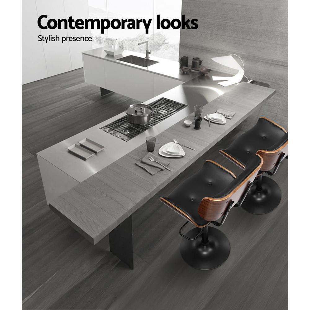 Kitchen Bar Stool Gas Lift Stool Chairs Swivel Barstool PU Leather Black x1 - BSR