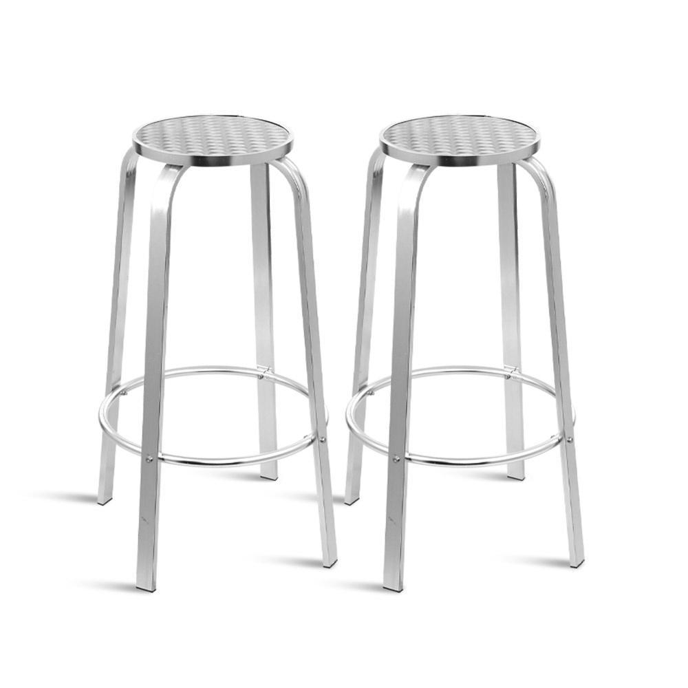 Gardeon Set of 2 Outdoor Bar Stools Patio Furniture Indoor Bistro Kitchen Aluminum - BSR