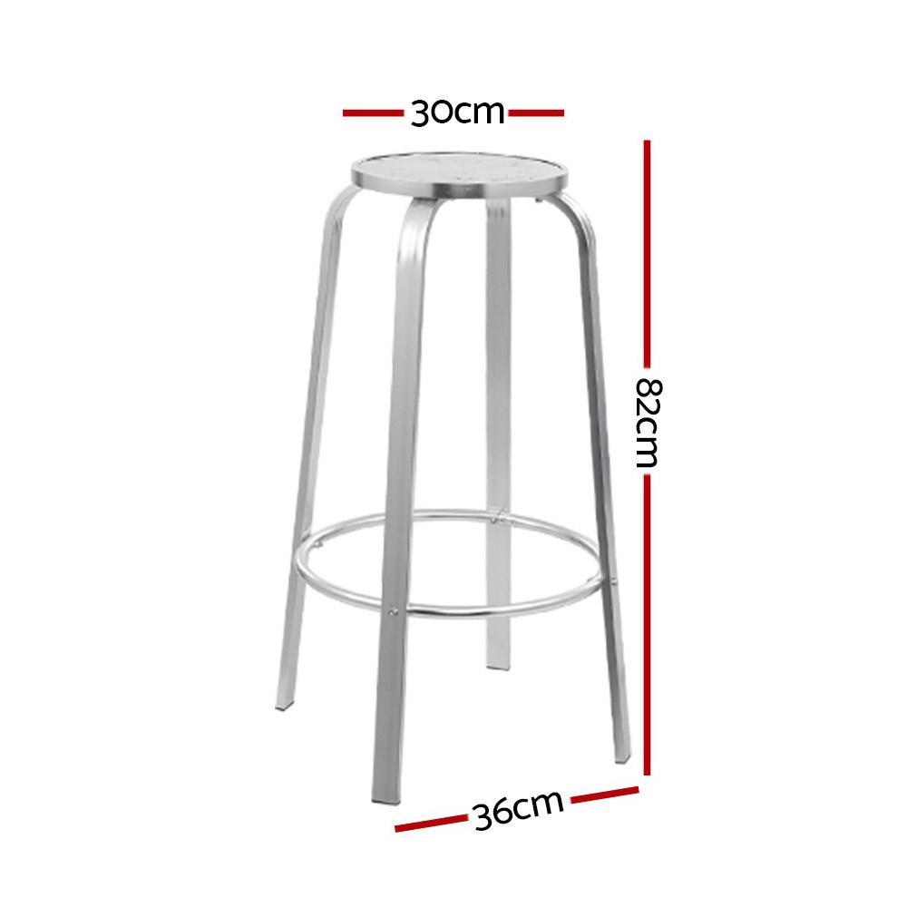 Gardeon Set of 2 Outdoor Bar Stools Patio Furniture Indoor Bistro Kitchen Aluminum - BSR