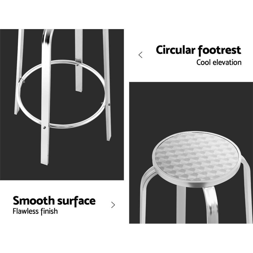 Gardeon Set of 2 Outdoor Bar Stools Patio Furniture Indoor Bistro Kitchen Aluminum - BSR