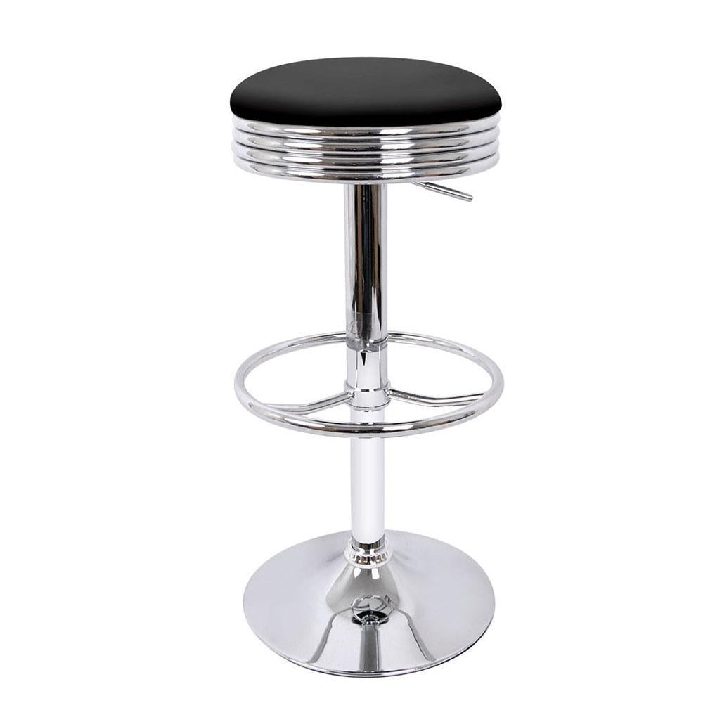 Set of 2 PU Leather Backless Bar Stools - Black - BSR