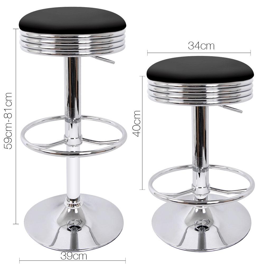 Set of 2 PU Leather Backless Bar Stools - Black - BSR