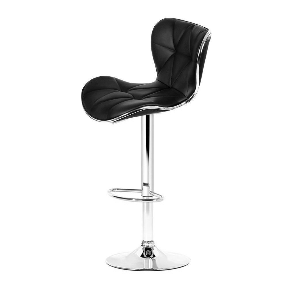Set of 2 PU Leather Bar Stools - Black - BSR