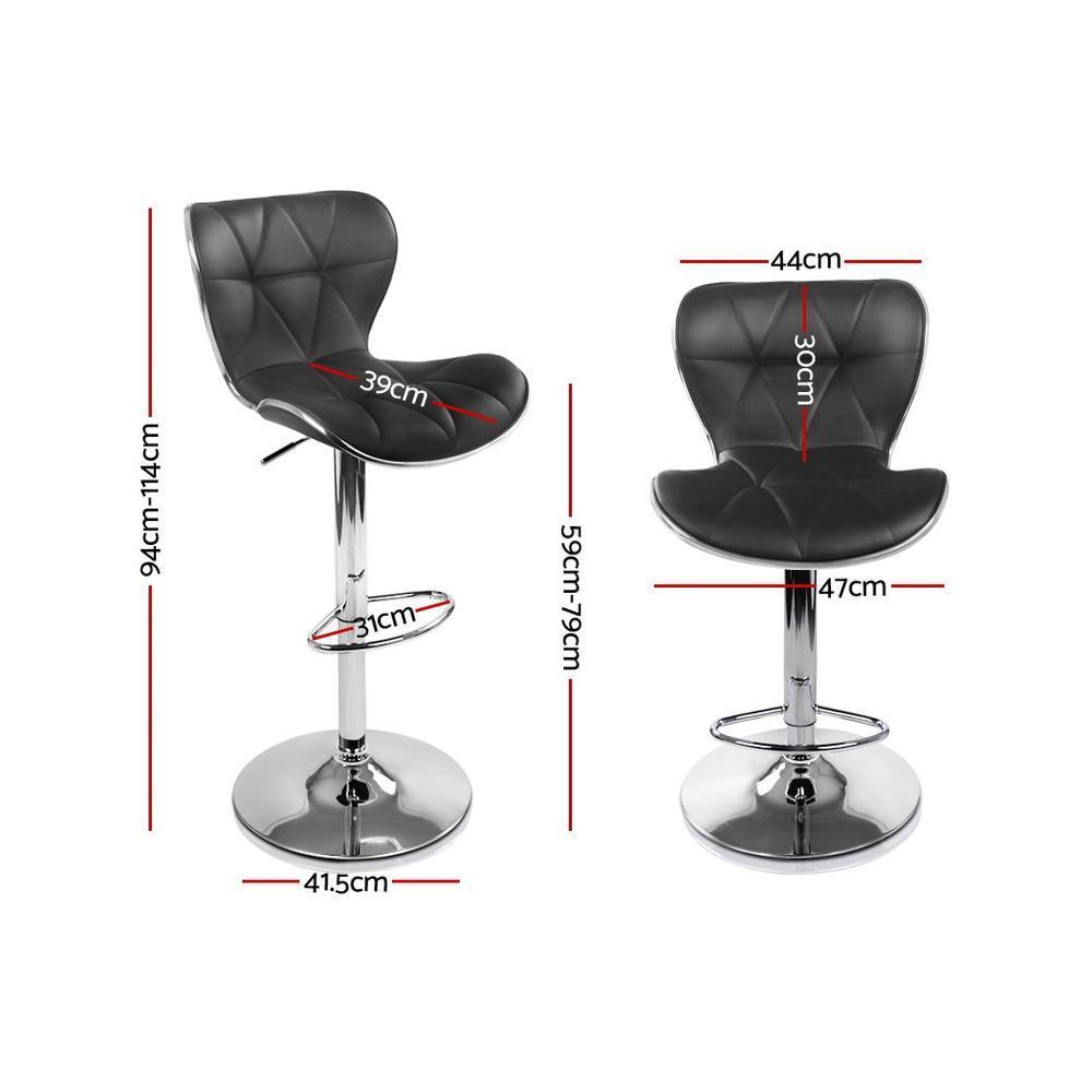 Set of 2 PU Leather Bar Stools - Black - BSR