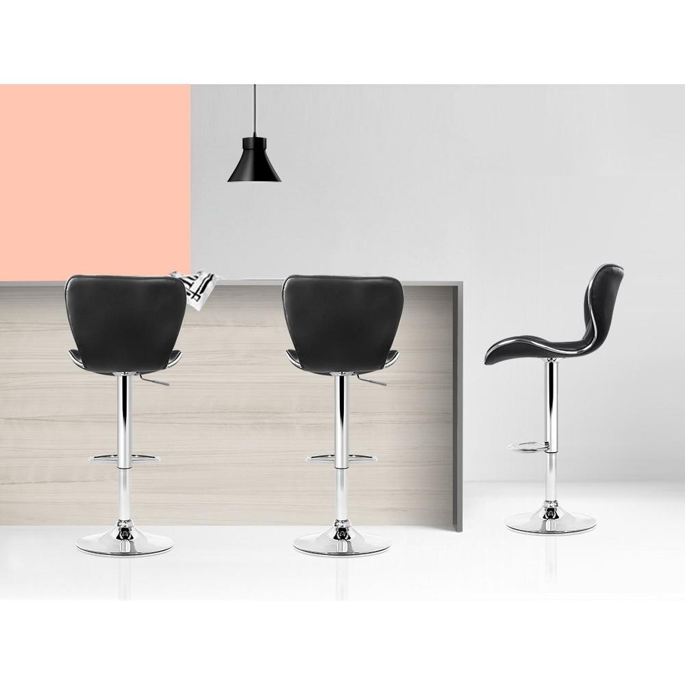 Set of 2 PU Leather Bar Stools - Black - BSR