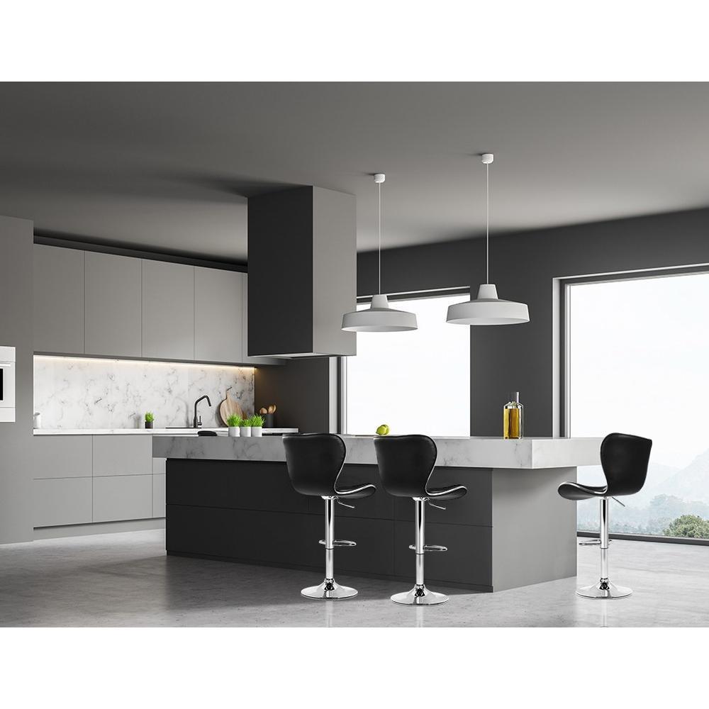 Set of 2 PU Leather Bar Stools - Black - BSR