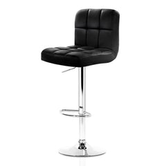 Set of 2 PU Leather Bar Stools - Black - BSR