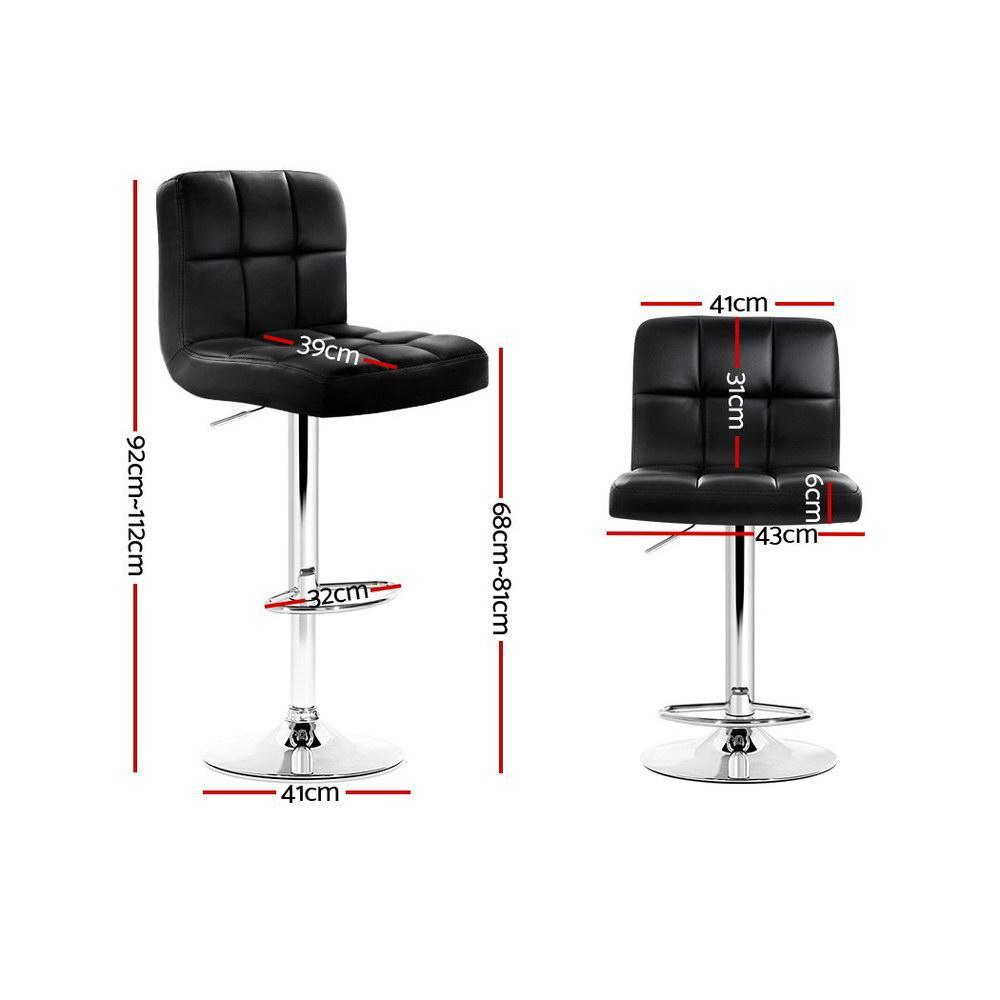 Set of 2 PU Leather Bar Stools - Black - BSR