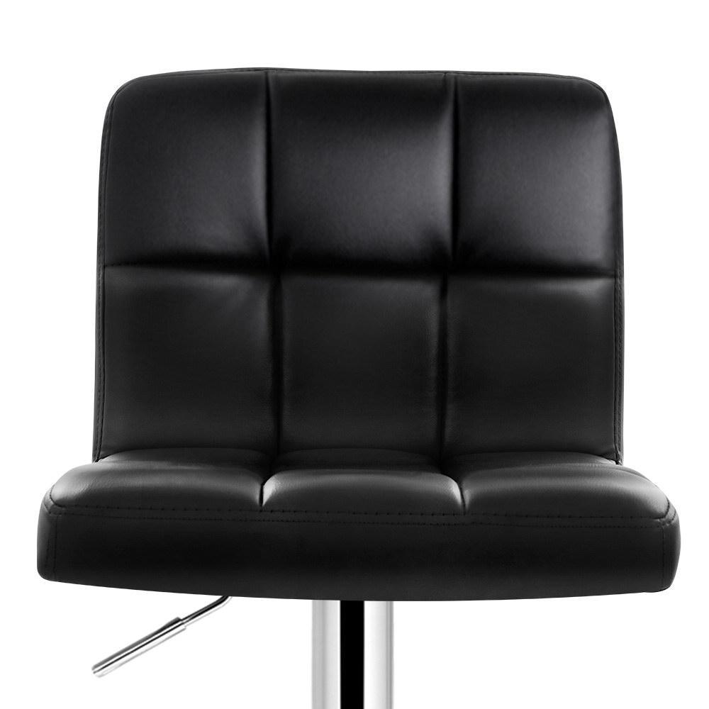 Set of 2 PU Leather Bar Stools - Black - BSR