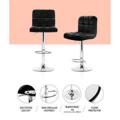 Set of 2 PU Leather Bar Stools - Black - BSR