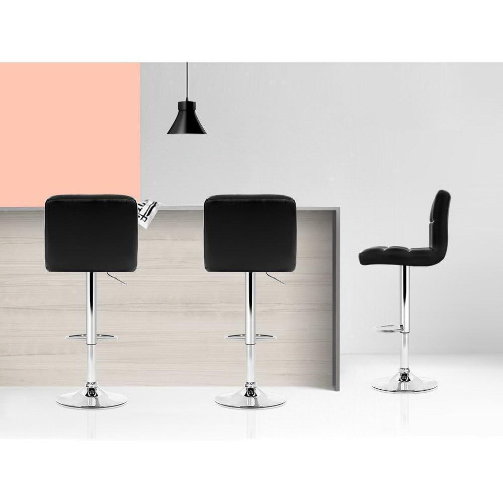 Set of 2 PU Leather Bar Stools - Black - BSR