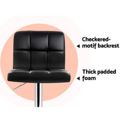 Set of 2 PU Leather Bar Stools - Black - BSR
