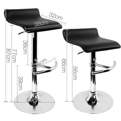 Set of 2 PU Leather Bar Stools - Black - BSR