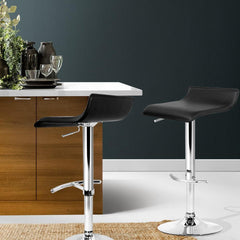 Set of 2 PU Leather Bar Stools - Black - BSR