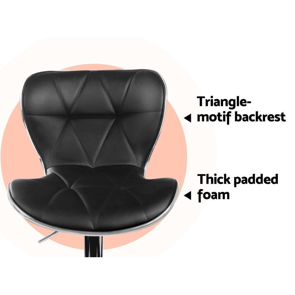 Set of 2 PU Leather Bar Stools - Black - BSR