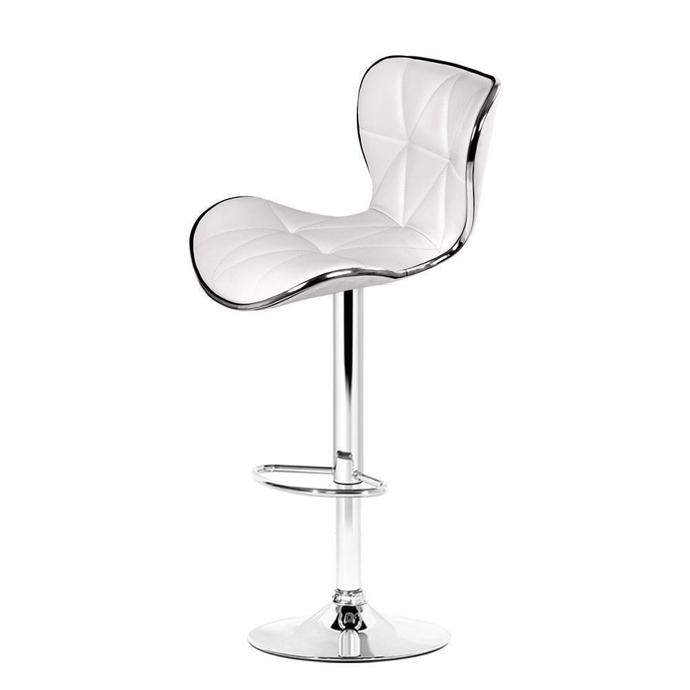 Set of 2 PU Leather Bar Stools - White - BSR
